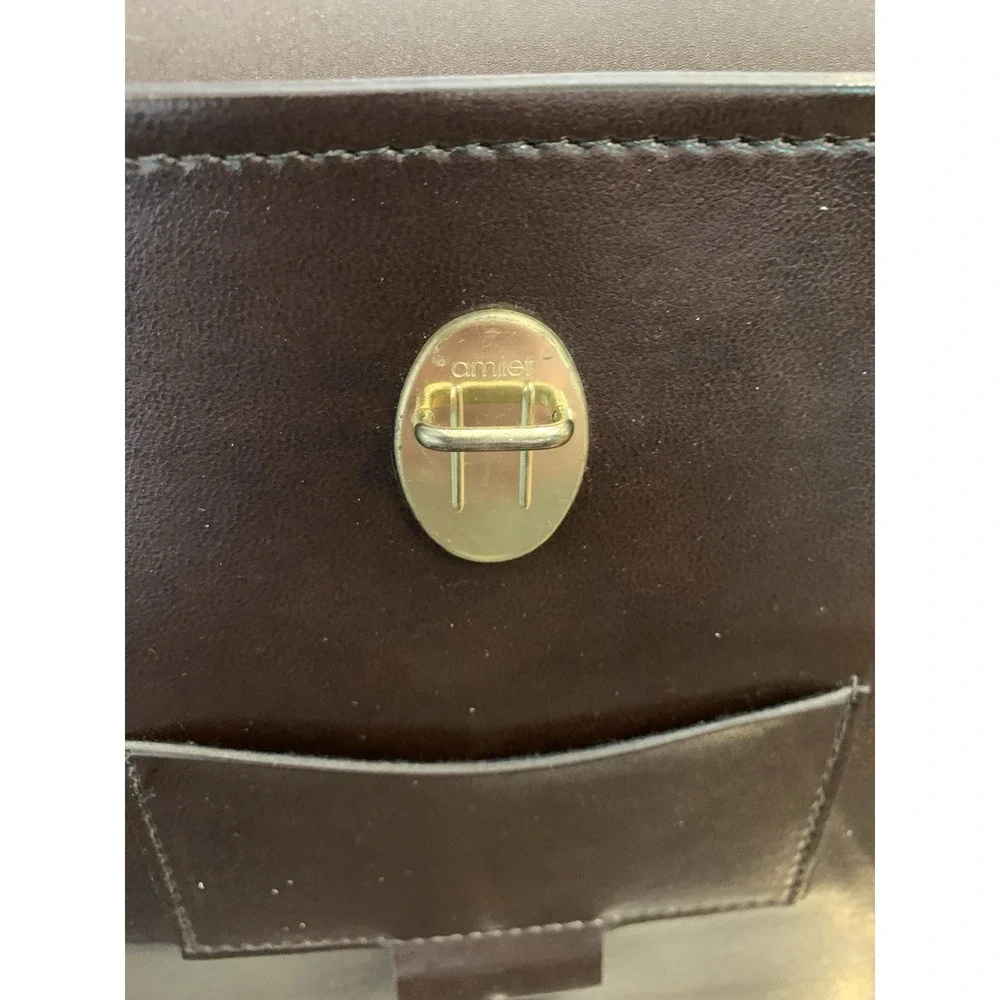 Vintage Leather Briefcase/Attache, Dark Brown, Made In Canada, Ariet Hardware - Picture 7 of 11